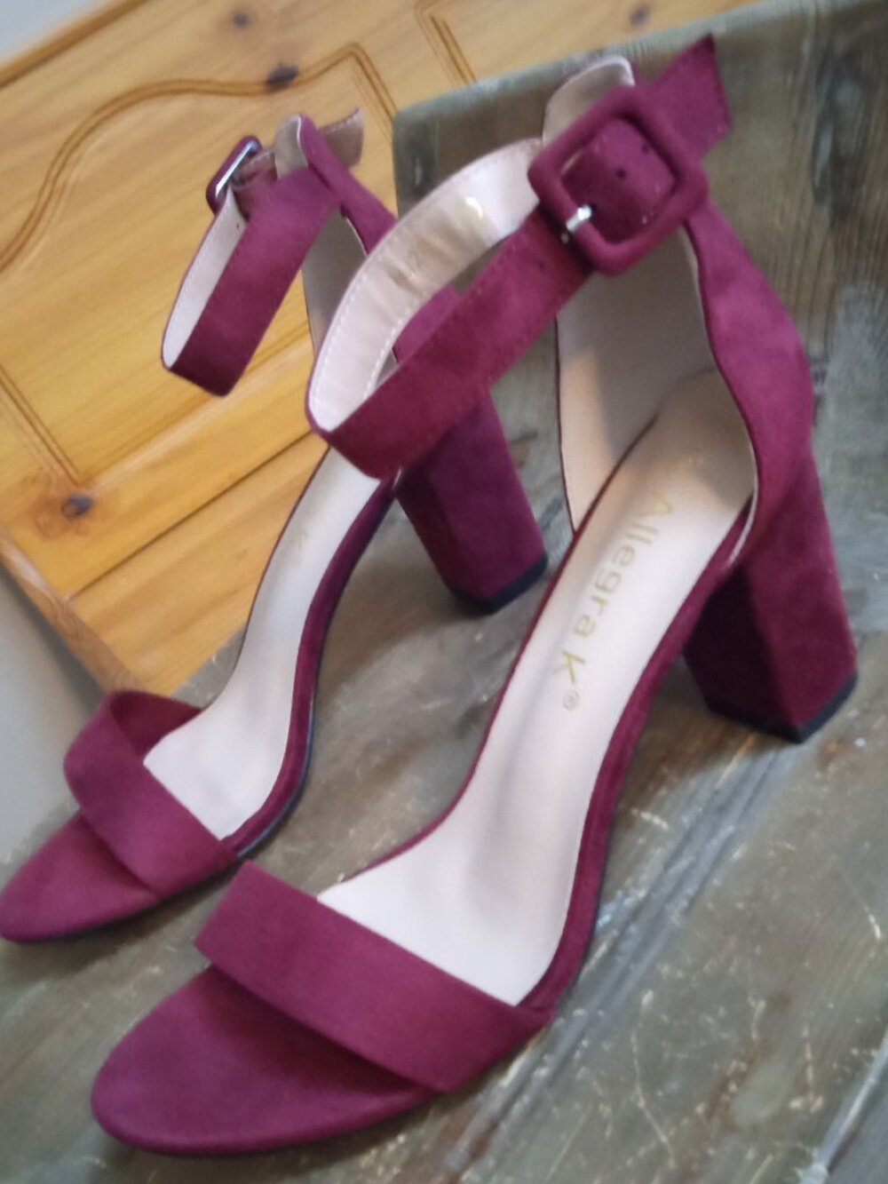 Allegra K Women's Size 9 Open Toe Ankle Strap Chunky High Heels NEW!